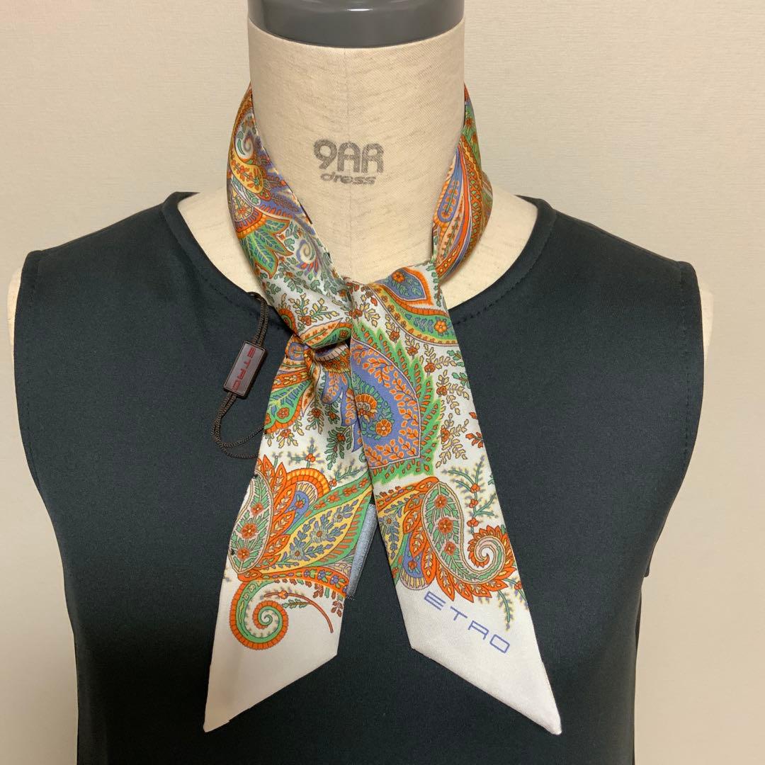 洗練されたデザイン　ETRO 正規品　シルク　ペイズリーナ　スカーフ5