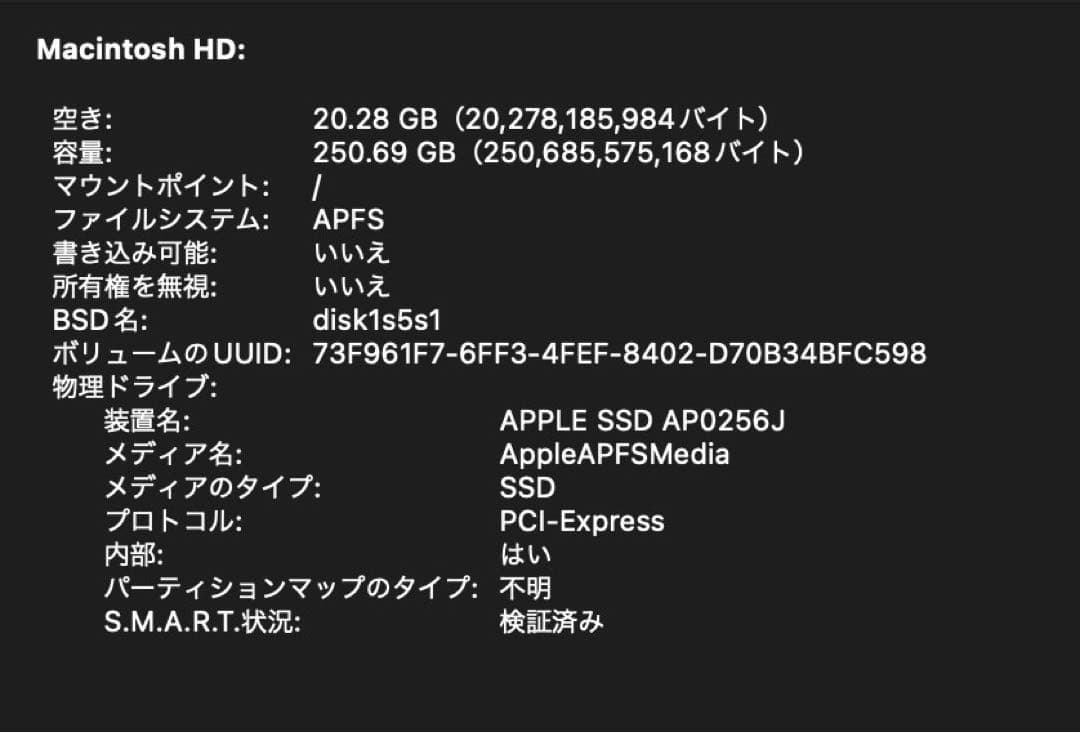 MacBook Pro SSD 256GB, メモリ 16GB (2017)