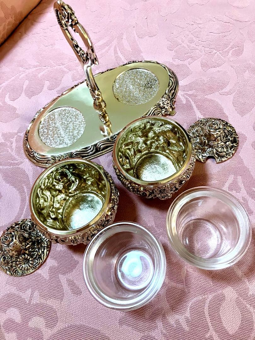 上品な輝き☆アンティーク シュガーポットスタンドセット / 薔薇 ローズ 日本製