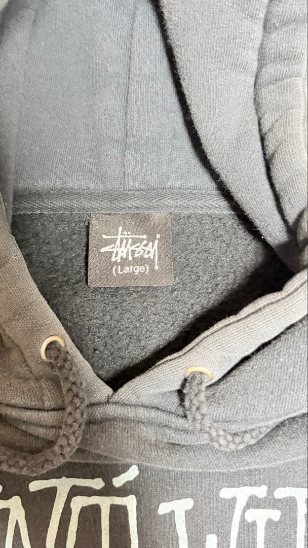 @*)様 OLD STUSSY プリントパーカー ネイビー 90s後期 Y2K