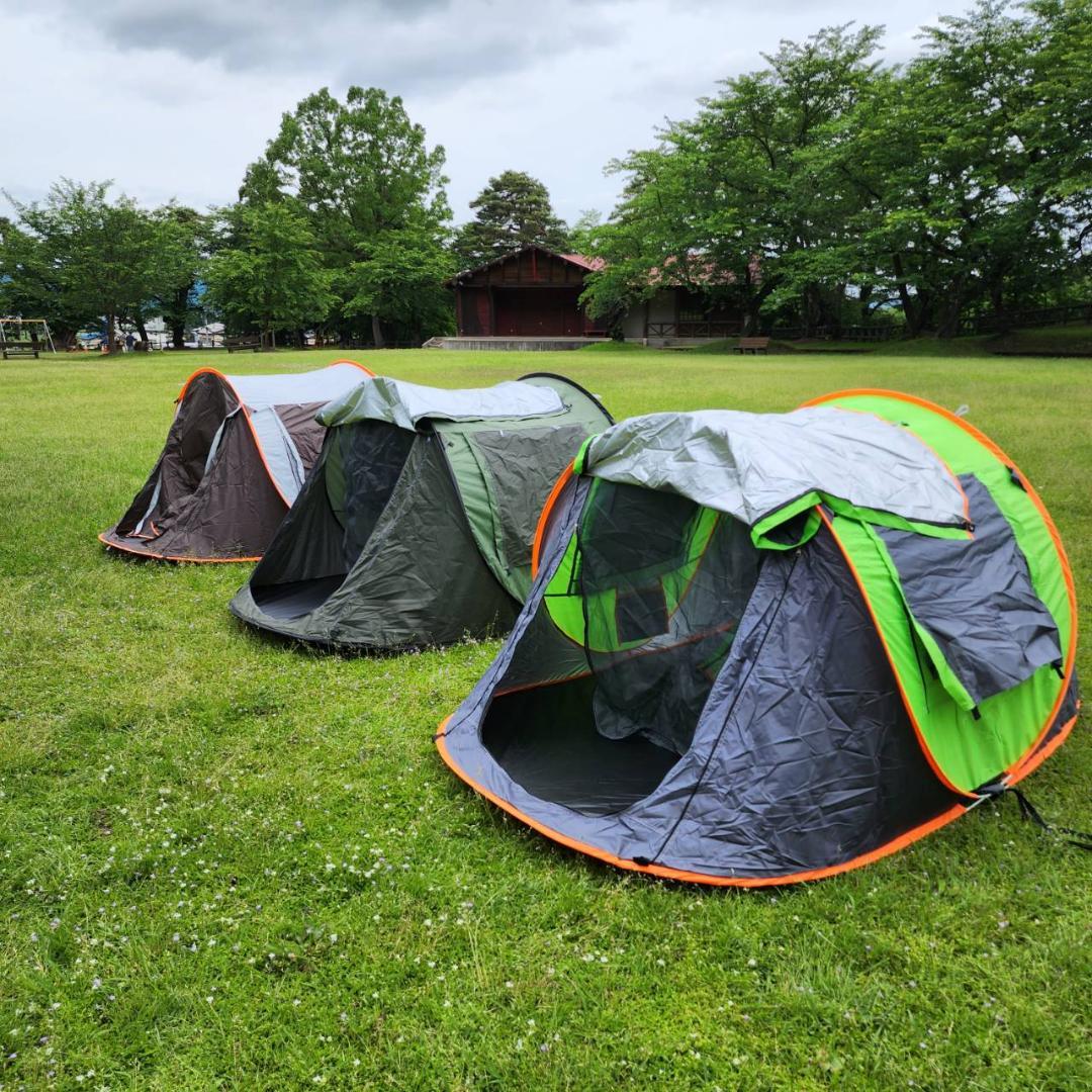 ポップアップテント　アウトドア　キャンプ　ドーム型テント　グリーン&グレー