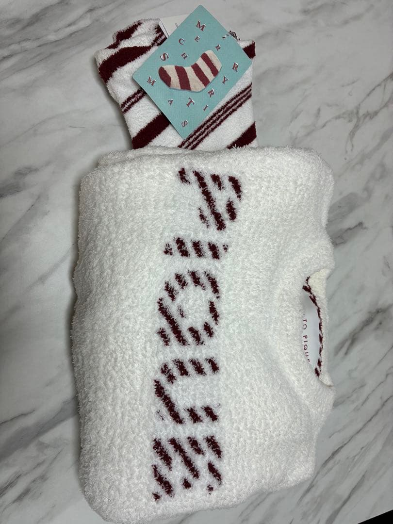 ジェラートピケ　ルームウェアセット ホワイト/バーガンディ