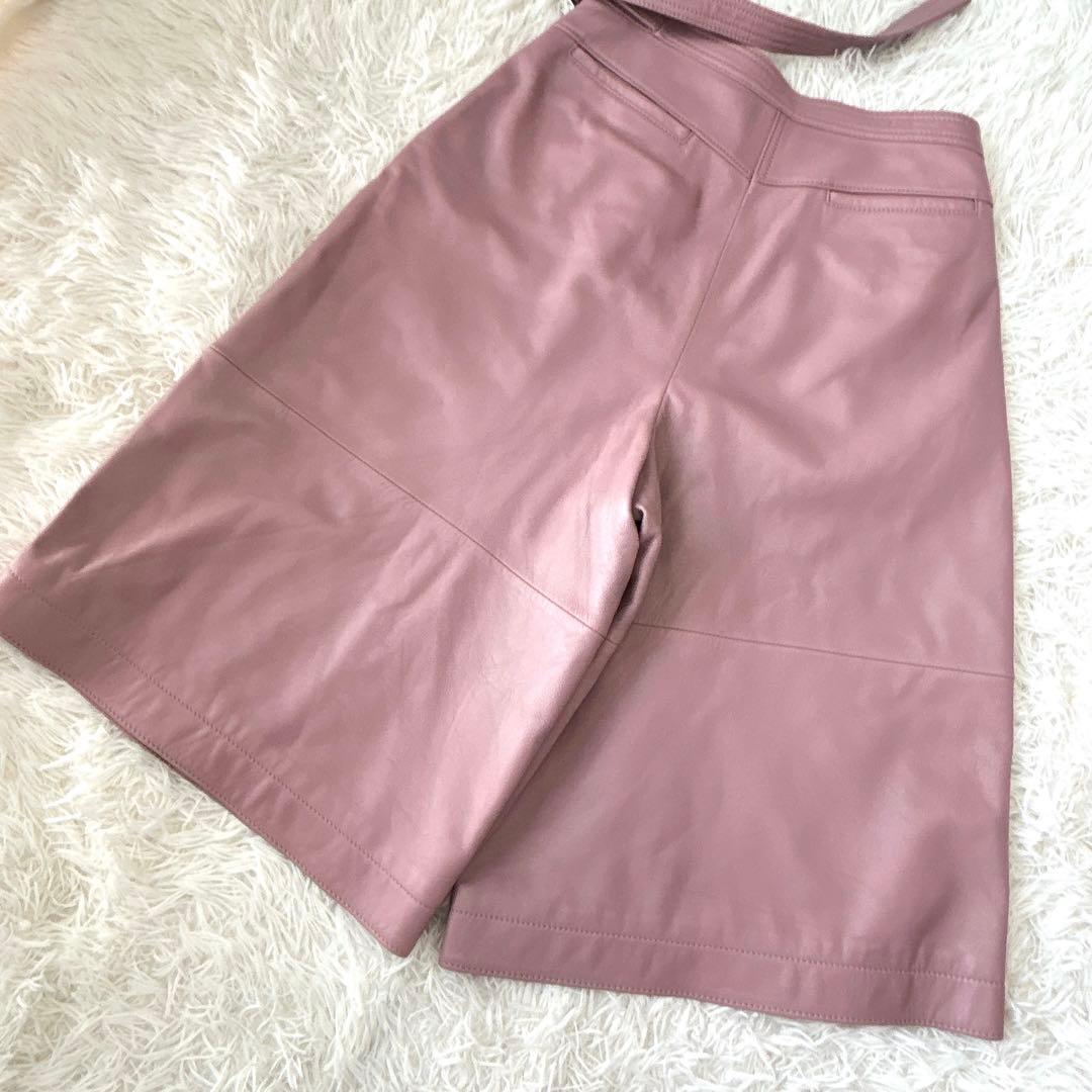 希少✨COACH クロップドパンツ＆キュロット ラムレザー ピンク M 極美品