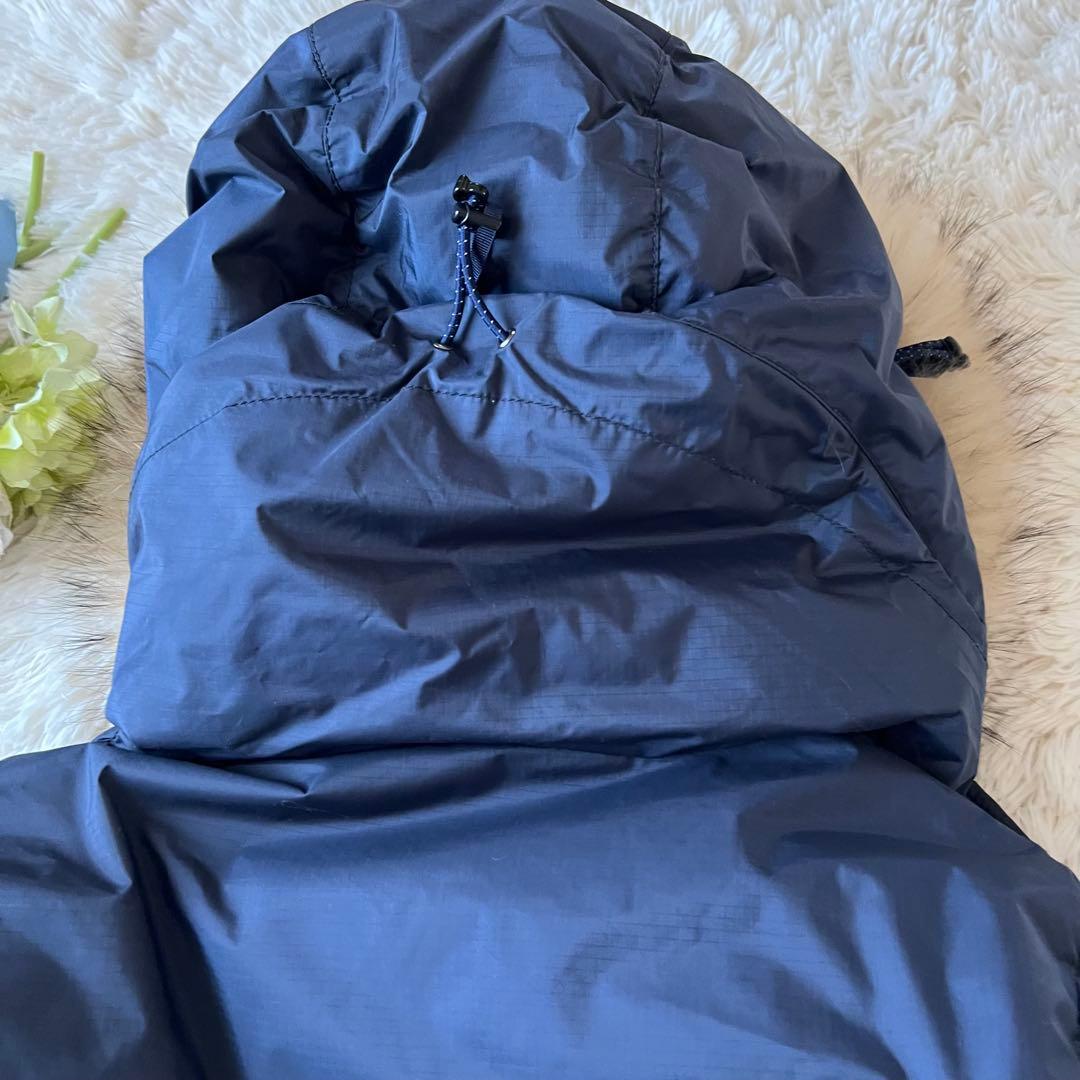 NANGA ネイビー レディースロングダウンジャケットXLファー付き