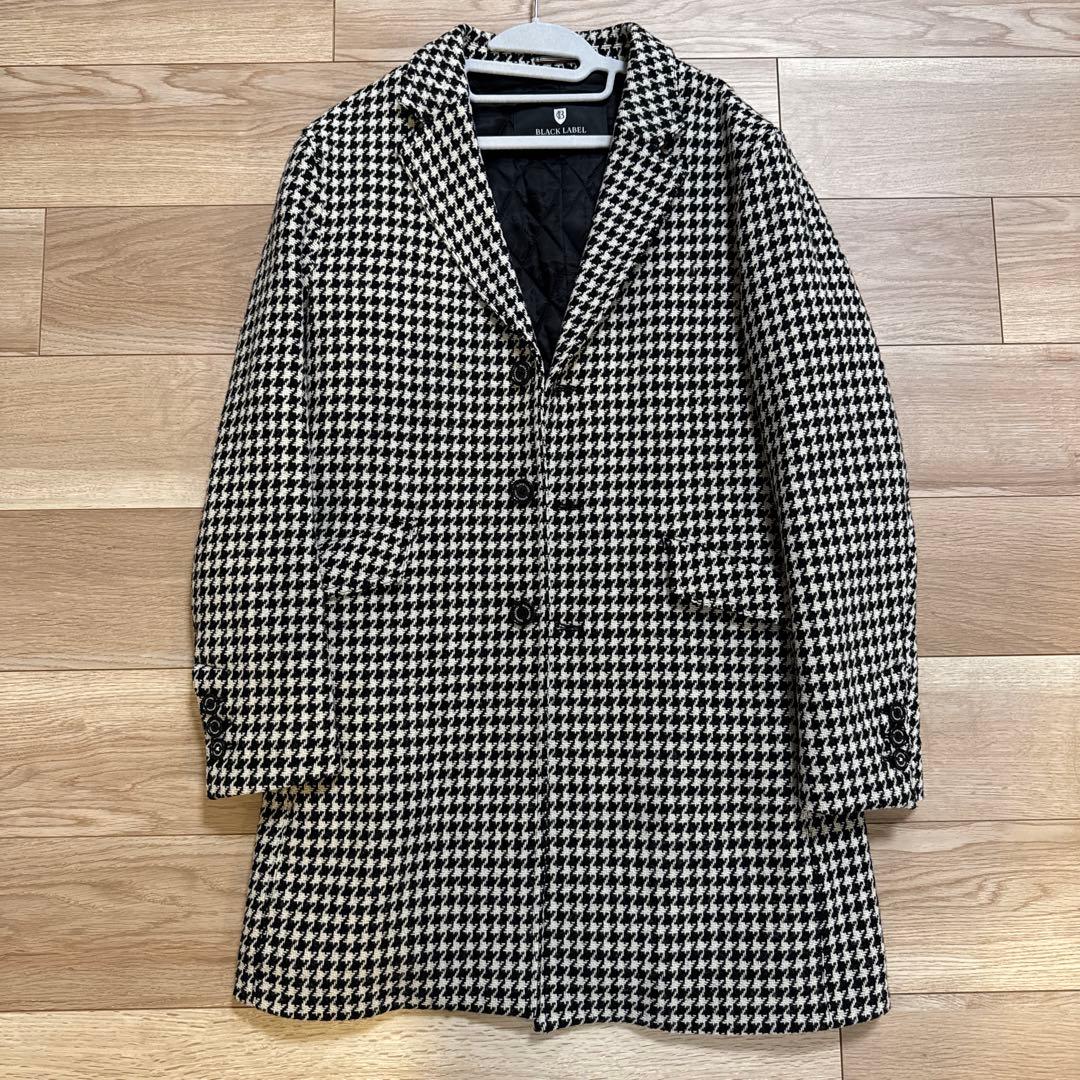 BLACK LABEL ハウンドトゥースツイード チェスターコート　M