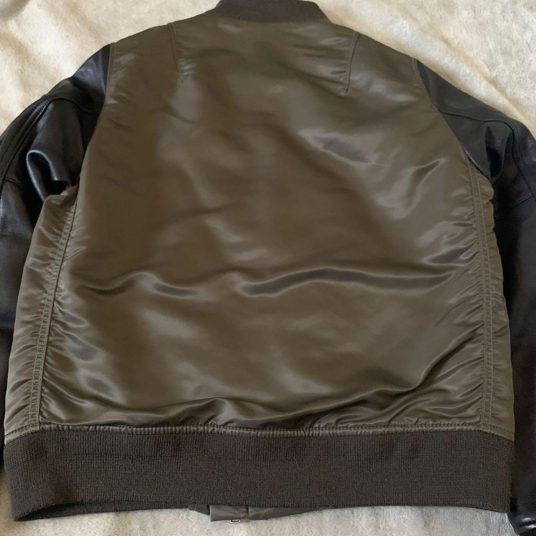 ALPHA ナノユニバース別注 MA-1 ラムレザー レザージャケット カーキ