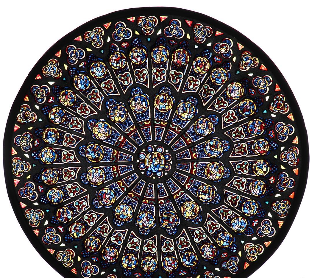 ノートルダム大聖堂 ヴィンテージ ステンドグラス 北のバラ窓 ローズ パリ 教会