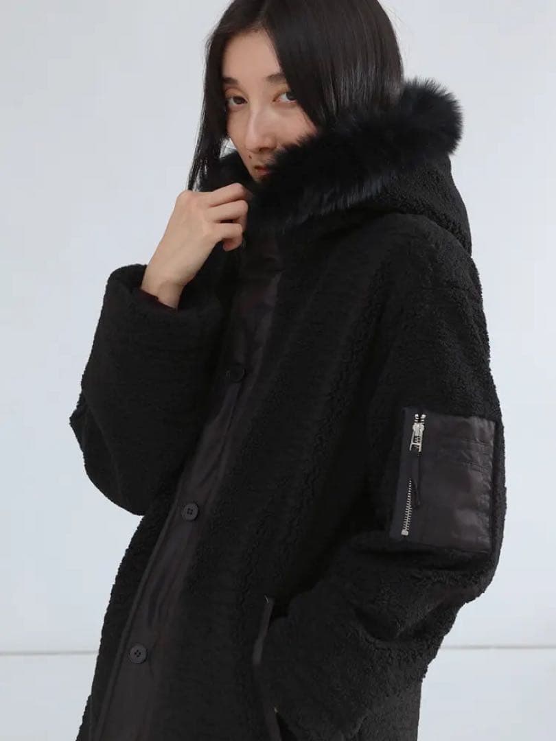 LASUD ファーボアコート　ブラック　未使用品　サイズ9号　定価34000円
