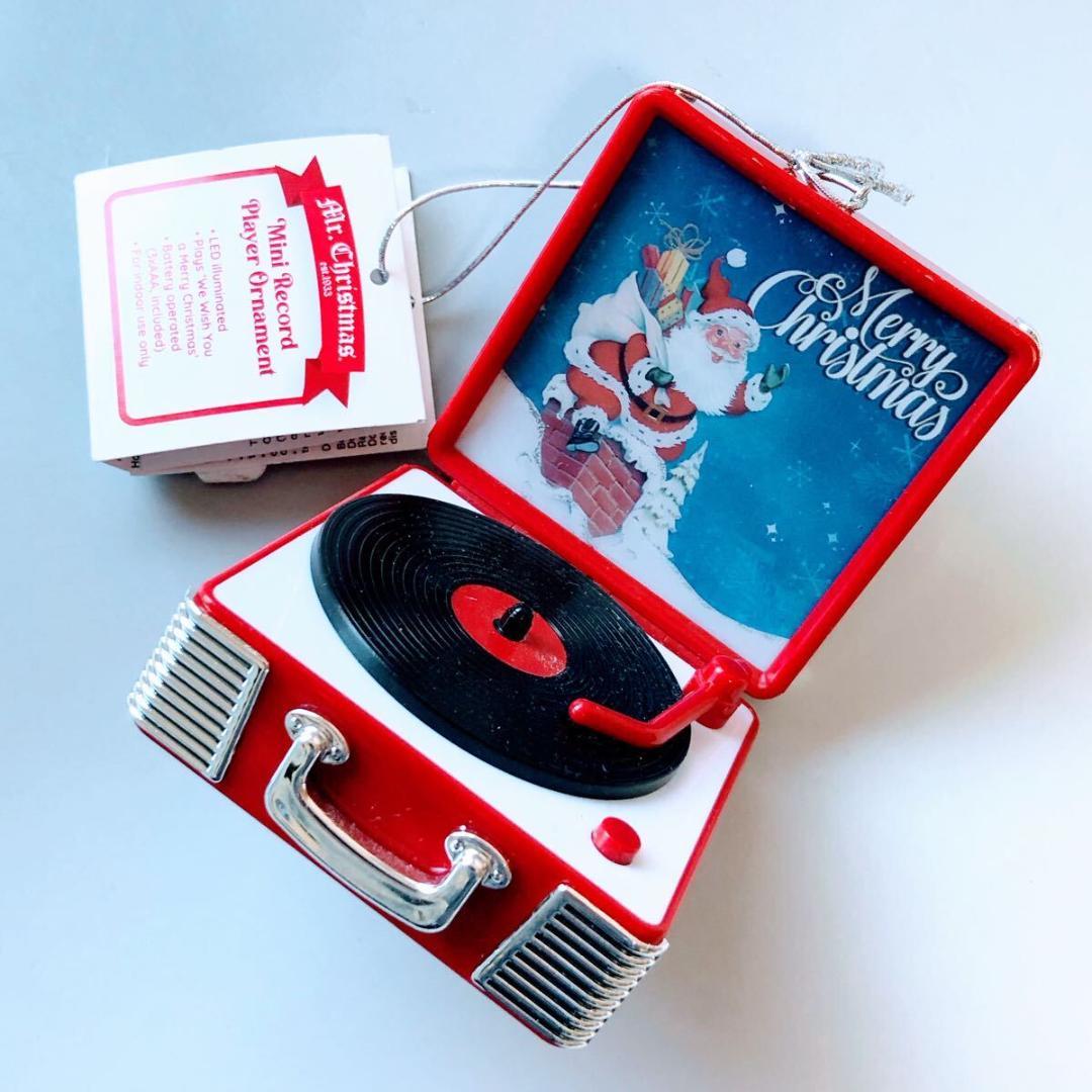 #3884【可愛い】ミスタークリスマス ライトアップ ミニ レコードプレーヤー
