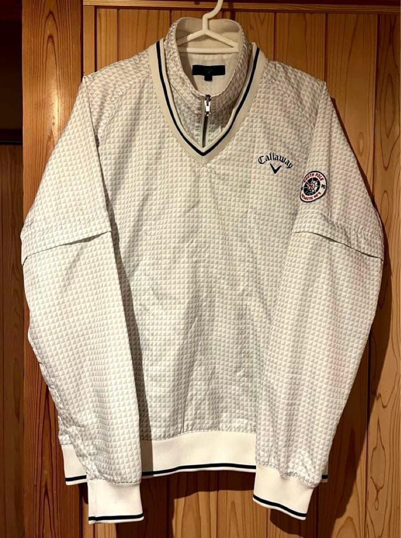 キャロウェイ 4WAY スニード ワッペン ホワイト×グレー プルオーバー L