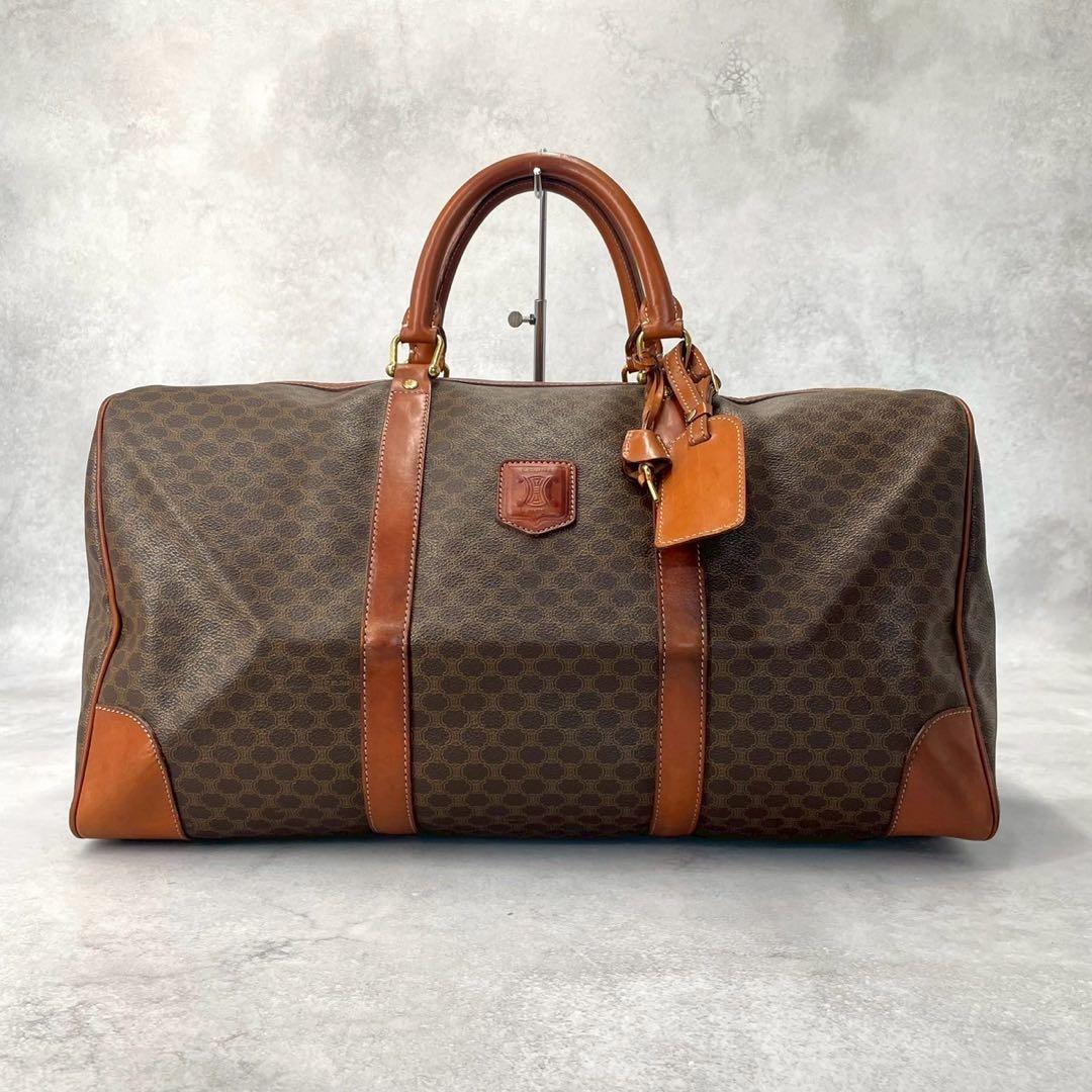 【大容量/美品】セリーヌ　ボストンバッグ　マカダム　レザー　ゴールド金具　南京錠