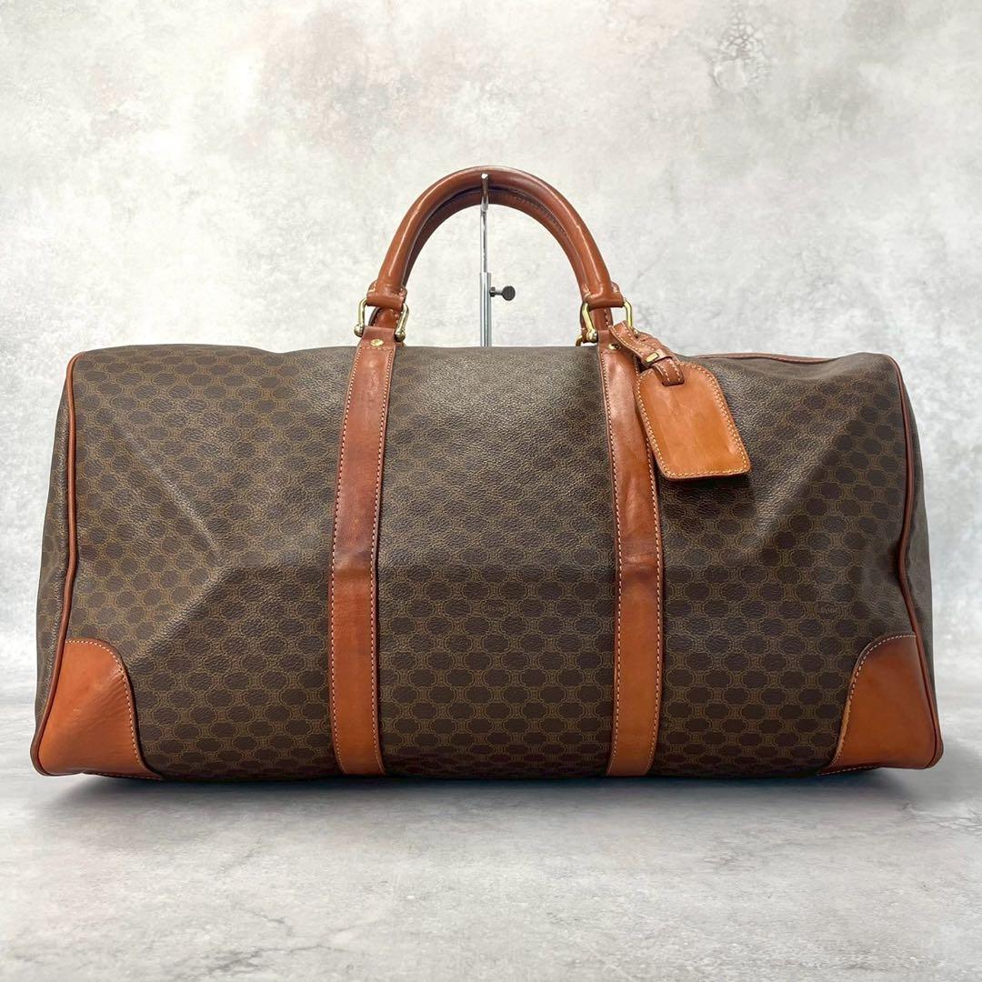 【大容量/美品】セリーヌ　ボストンバッグ　マカダム　レザー　ゴールド金具　南京錠