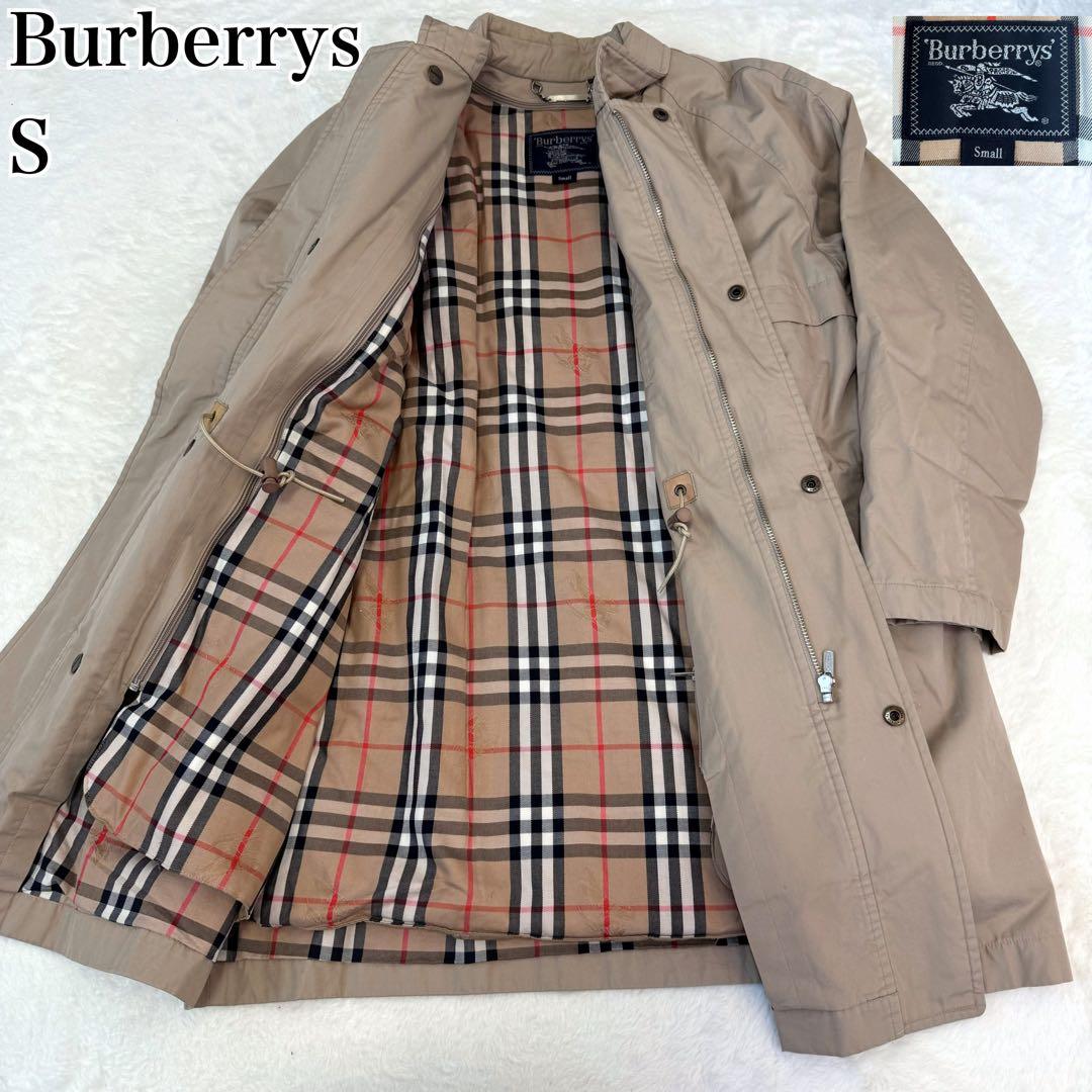 美品✨バーバリー　ステンカラーコート　ノバチェック　ライナー付き　ベージュ　S