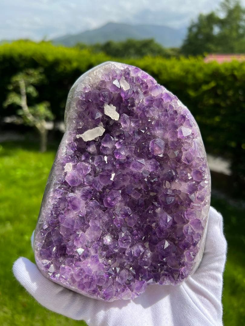 217 高品質アメジストドーム クラスター カルサイト共生　ウルグアイ産