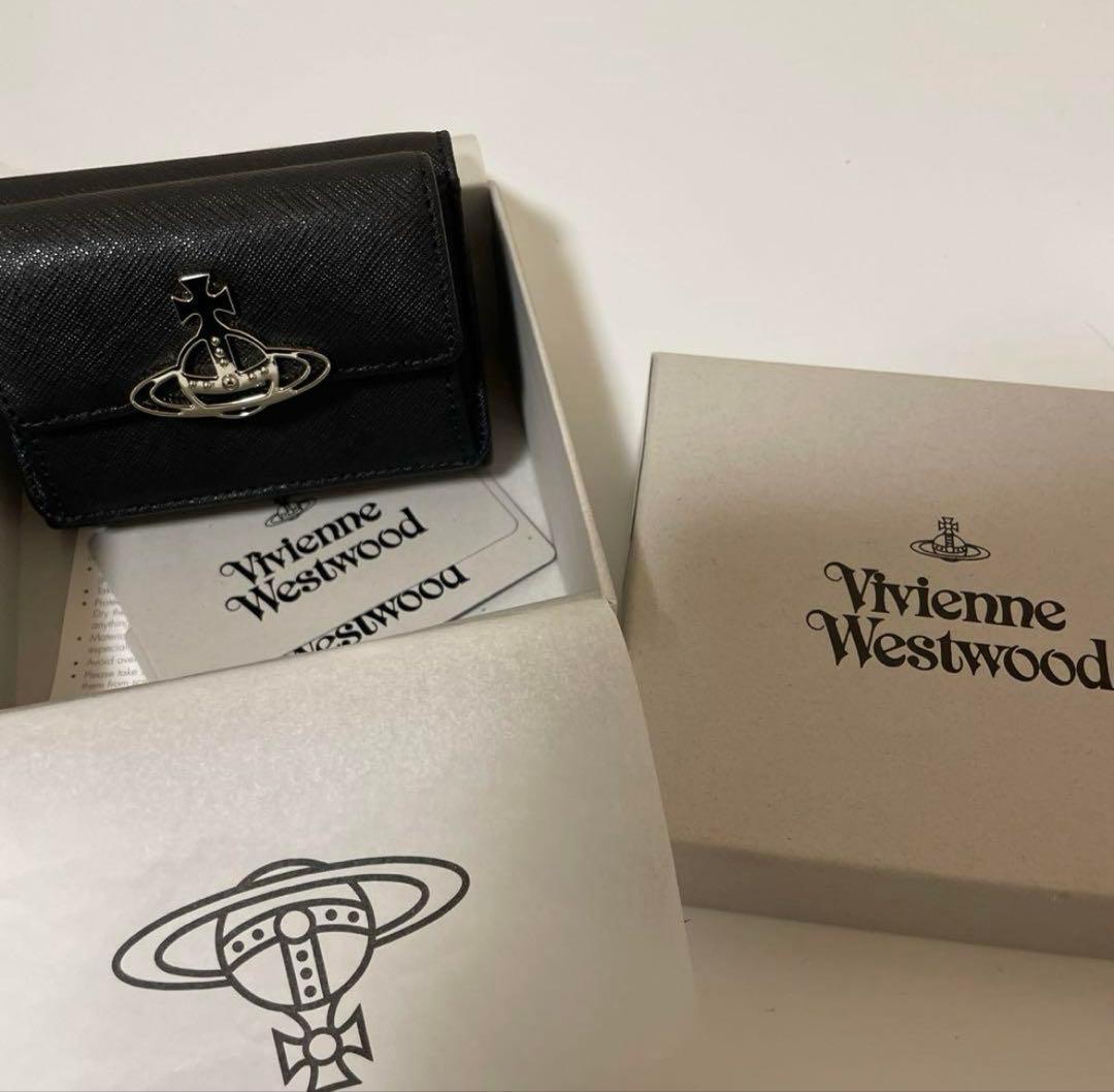 Vivienne Westwoodヴィヴィアン 三つ折り　財布　黒　シルバー