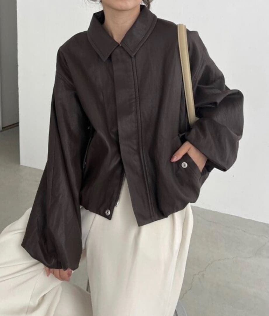 CAPRICIEUX LE'MAGE バルーンレザージャケット　ブラウン38