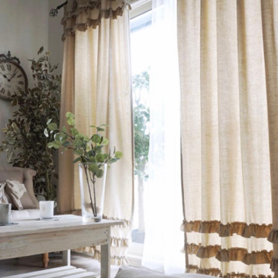 ＊オーダーカーテン＊ フリフリフリルカーテン　100×135  2枚組