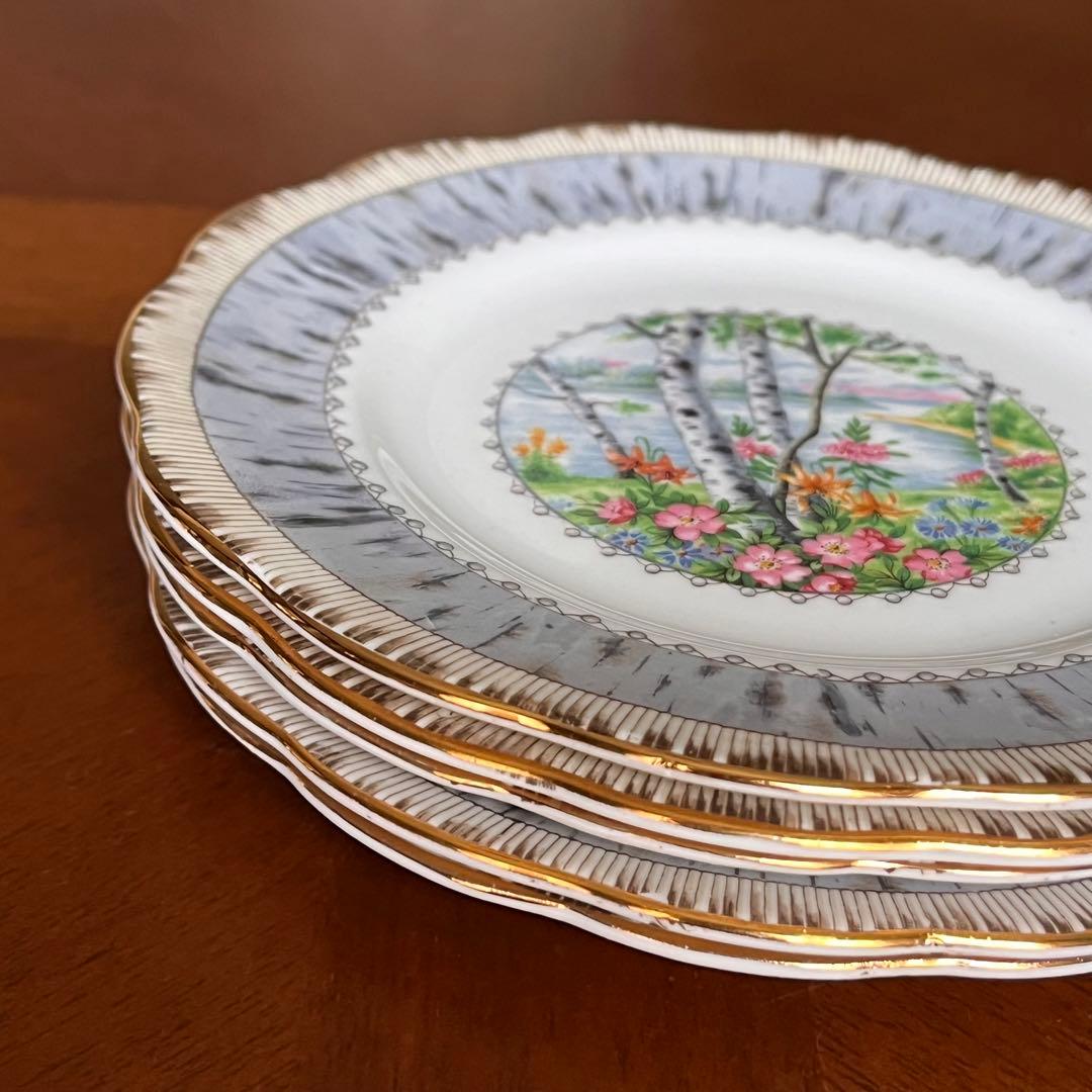 【英国ビンテージ】ロイヤルアルバート★シルバーバーチ★ケーキ皿　3枚