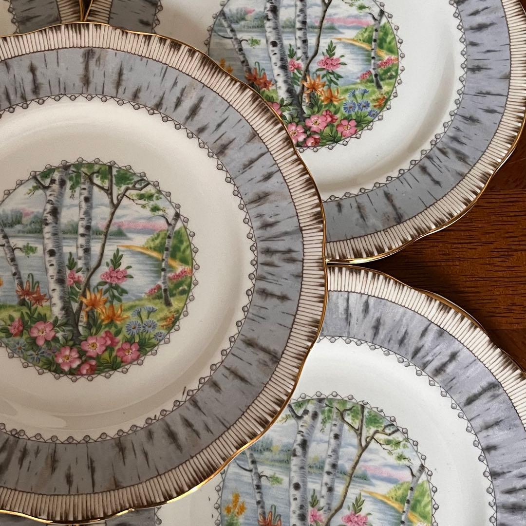 【英国ビンテージ】ロイヤルアルバート★シルバーバーチ★ケーキ皿　3枚