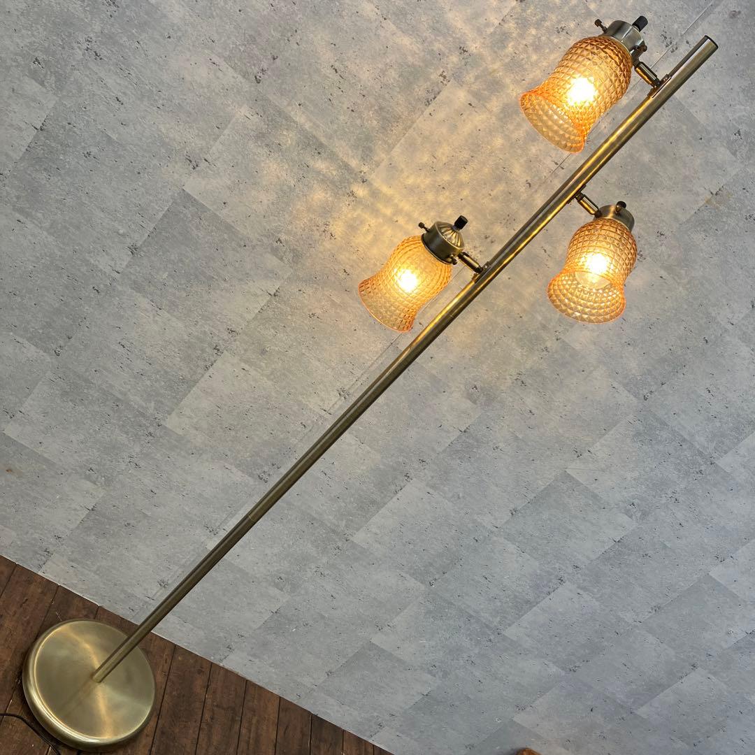 アンティーク ガラスシェード 3連灯 スタンドライト フロアライト