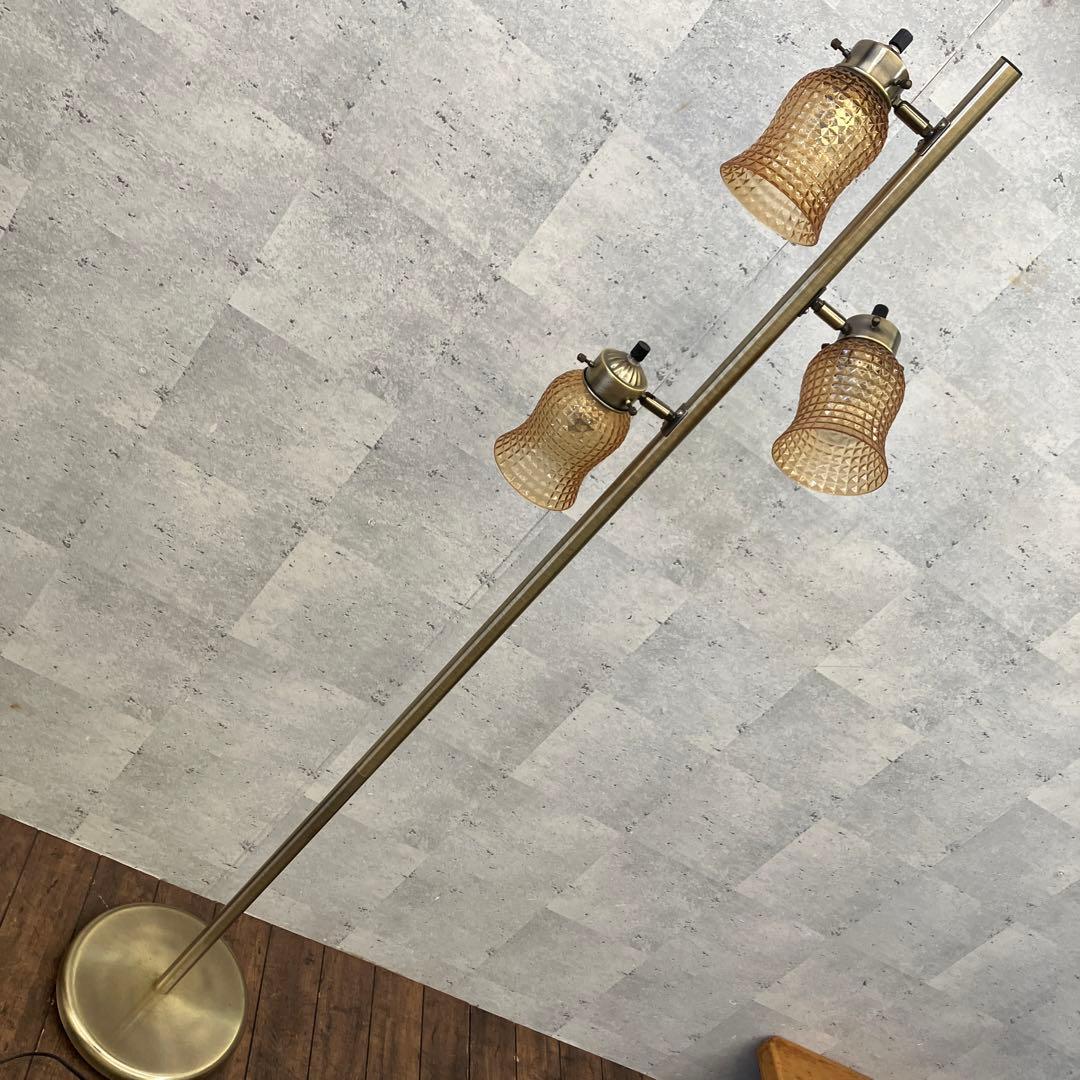 アンティーク ガラスシェード 3連灯 スタンドライト フロアライト