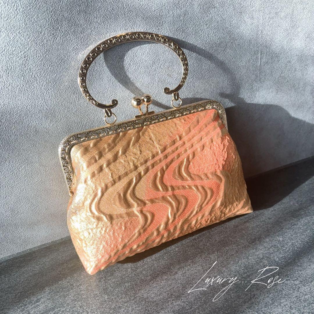 黄金の国ジパング〜シルクロード佐賀錦上品な銅金色♡チェコガラスを添えた帯バッグ