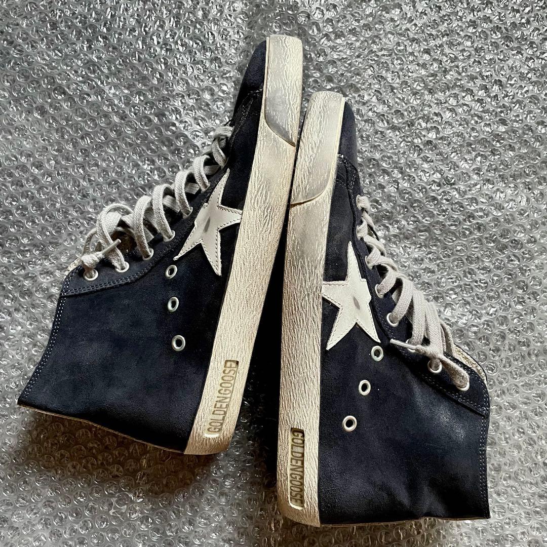 靴 GOLDEN  FRANCY navy suede-white lea