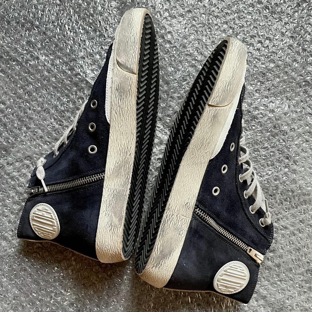 靴 GOLDEN  FRANCY navy suede-white lea