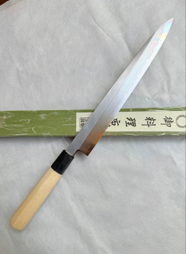 【堺打刃物】　刺身 柳刃　包丁　9寸　水牛角柄