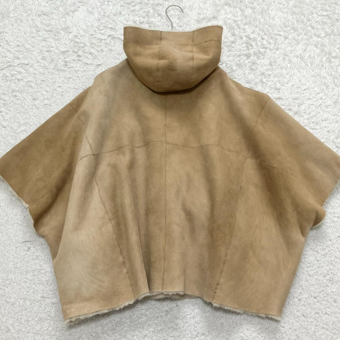 美品✨Ballsey ボールジィ リアルムートン ポンチョ 羊革 ボア キャメル