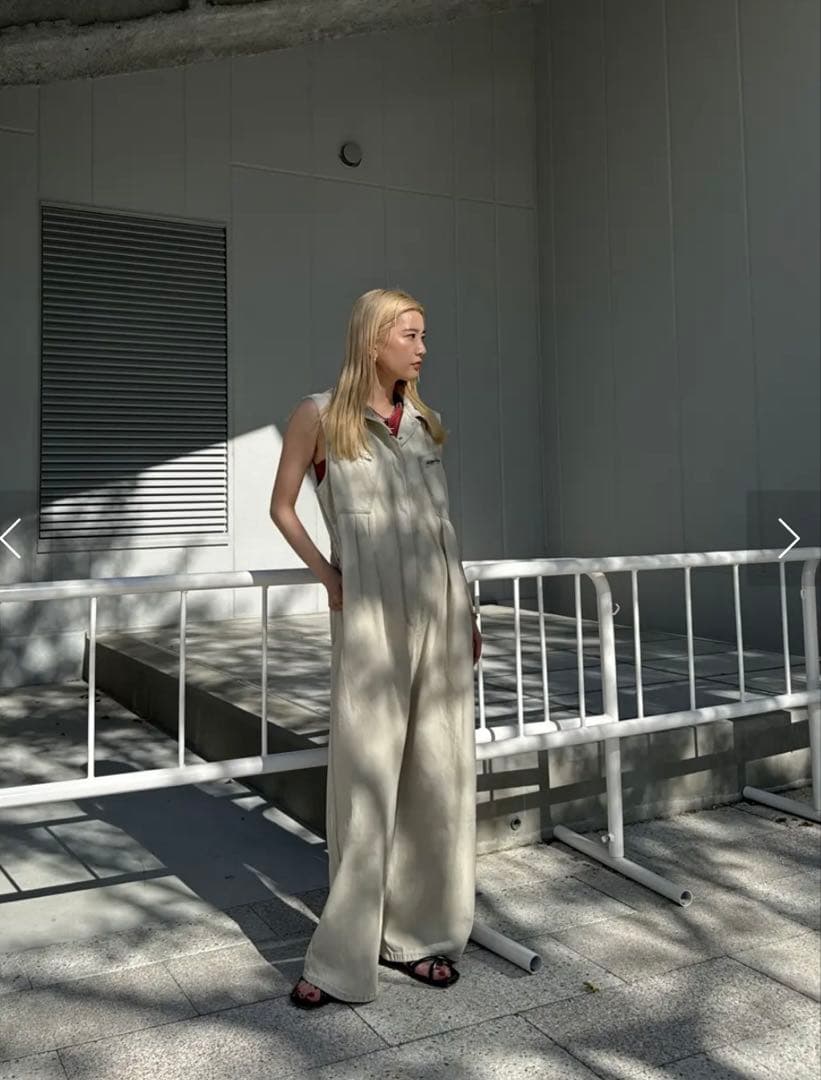 MEDI GRUNGE DENIM WIDE ROMPERS　アイボリーM