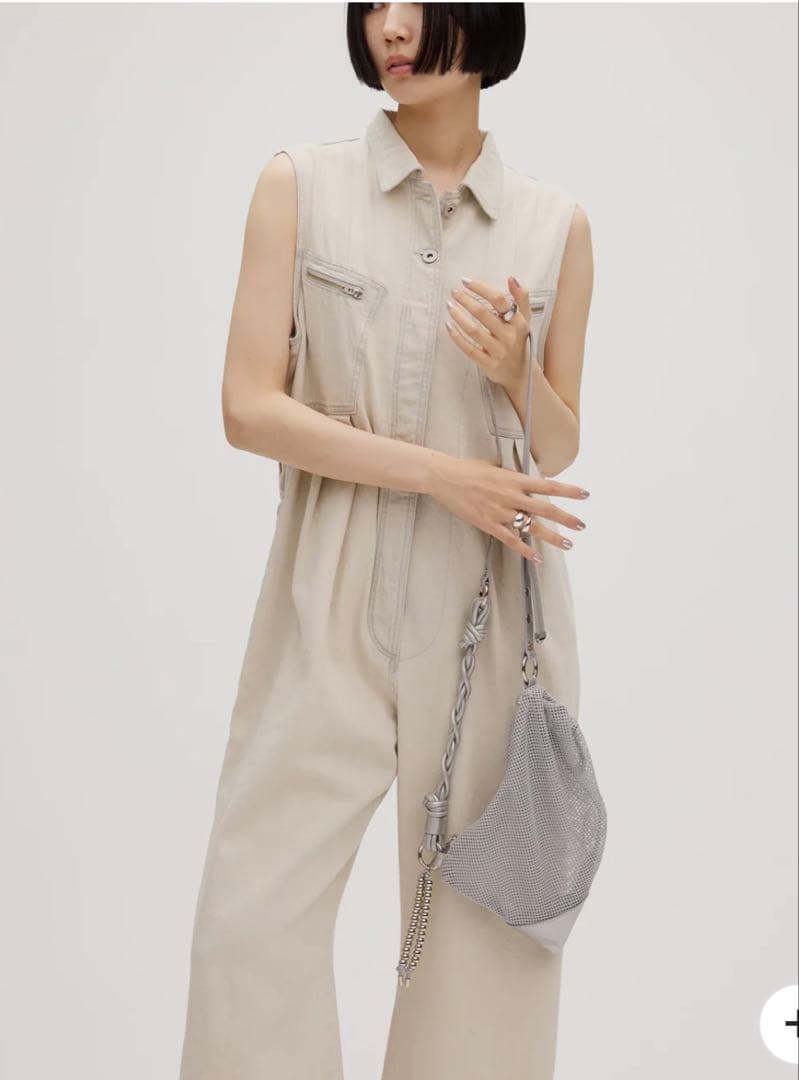 MEDI GRUNGE DENIM WIDE ROMPERS　アイボリーM