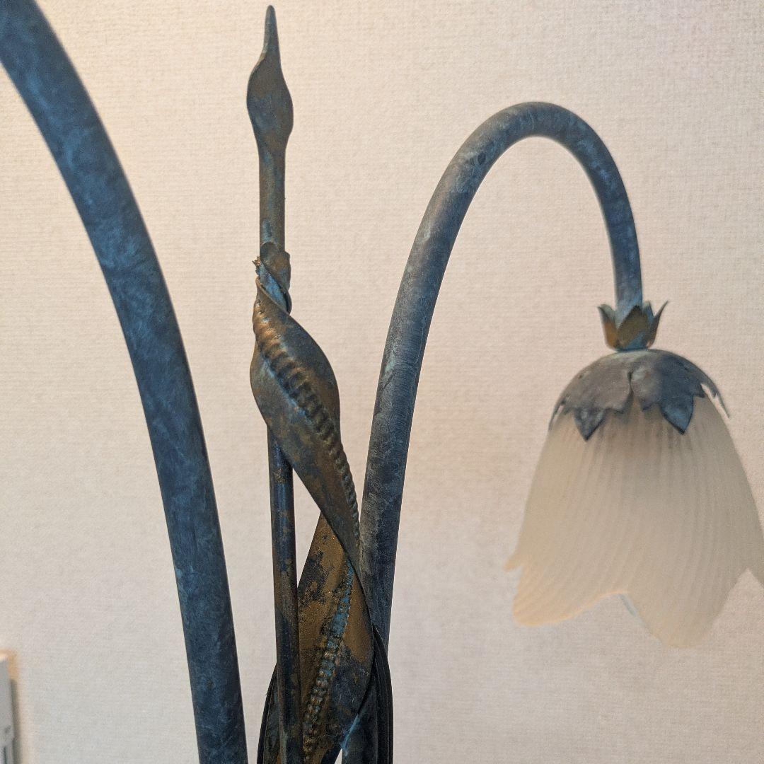 イタリア製 アンティーク調 青銅色フロアライト フロアスタンド 2灯 希少品