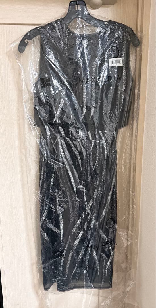 BCBGMaxAzriaチャコール スパンコール オーバーレイ パーティードレス