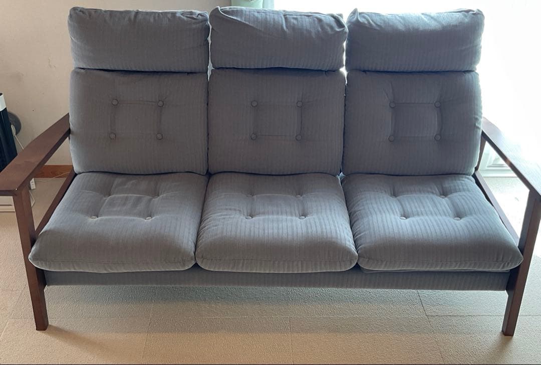 美品　グレー 3人掛け　リクライニングソファ