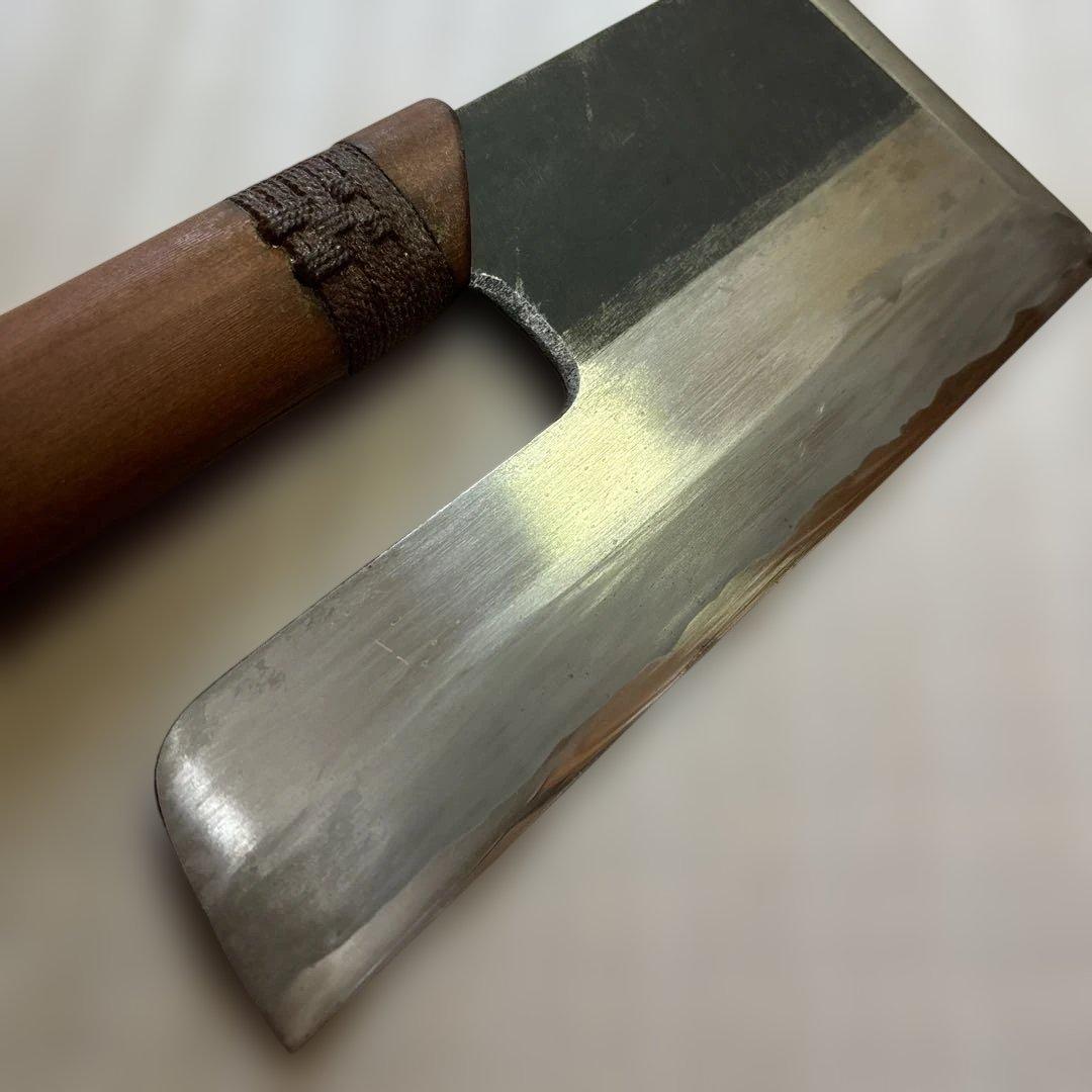 中古品【源昭忠】本鍛錬 麺切り包丁 蕎麦切り包丁 日本製 広刃 平刃包丁