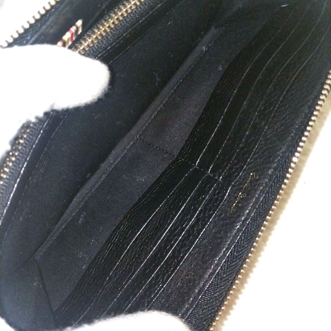 【美品】ポールスミス マルチストライプ ゴールド金具 ロゴ刻印 シボ革 長財布
