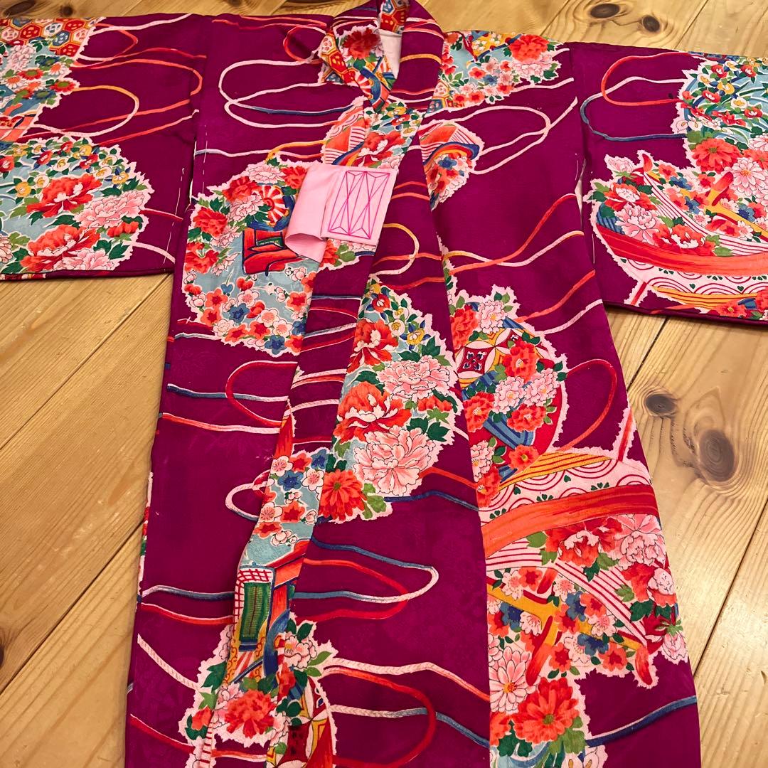 1点もの　七五三　アンティーク　女の子　子供着物　大正ロマン　被布コート