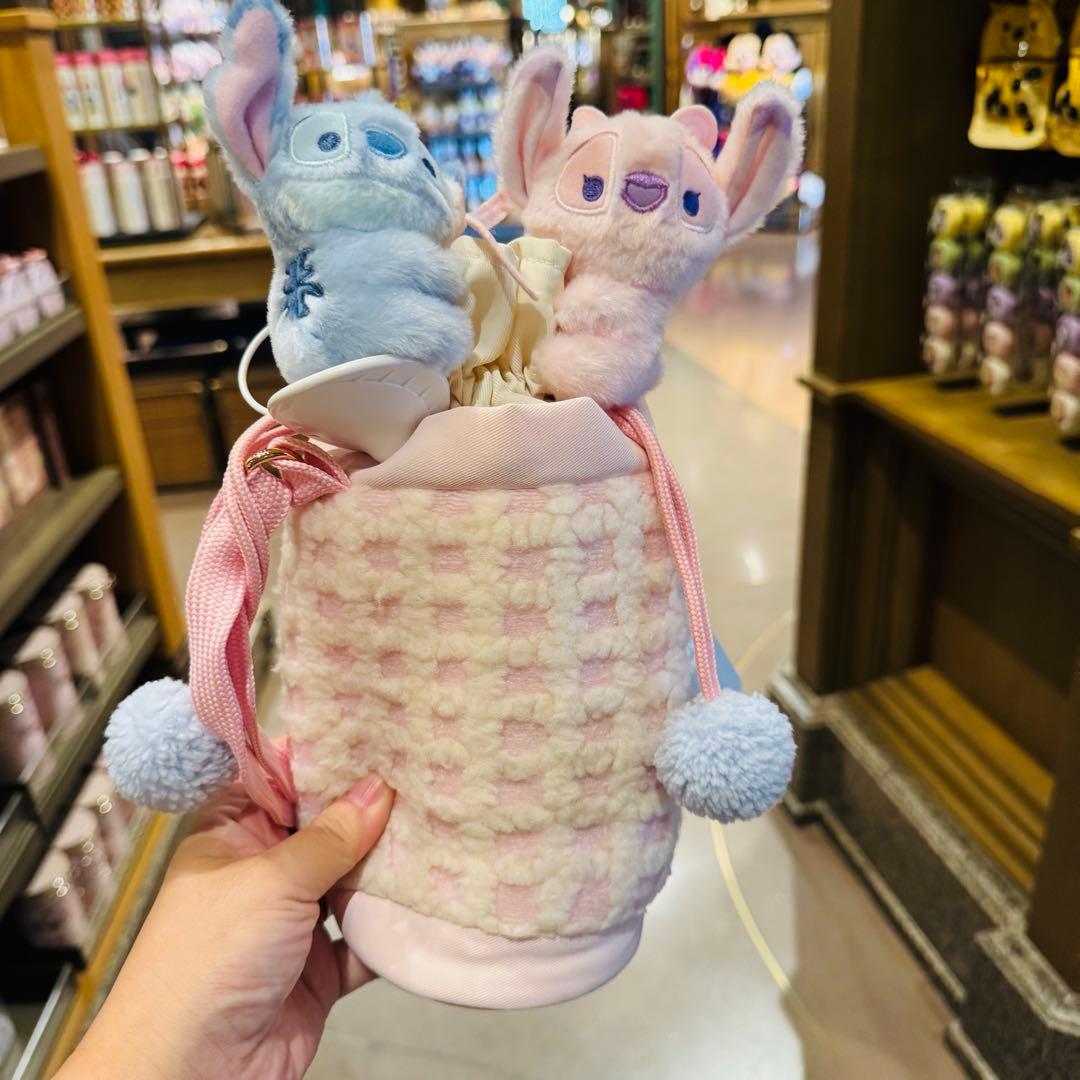 上海ディズニー　スティッチandエンジェル　ステンレスボトル　カバー水筒セット