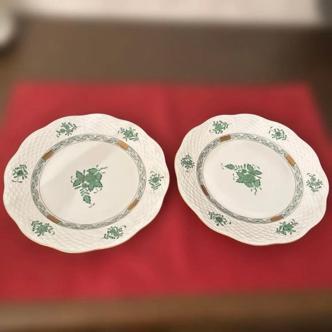 ヘレンド　グリーン　アポニー　プレート 未使用品　2枚