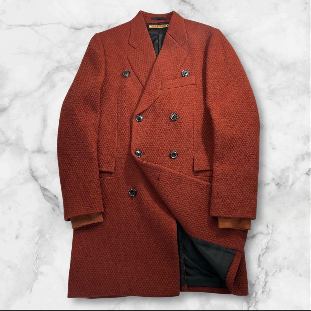 極美品 Paul Smith ダブルプレストチェスターコート サイズM オレンジ