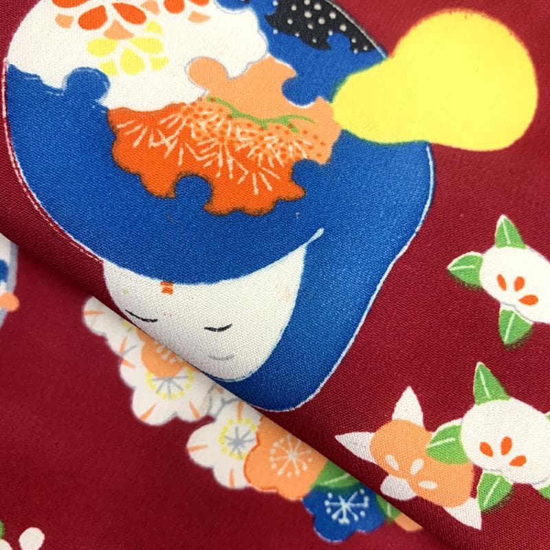 512ag70□七五三 三歳 女児 着物&被布 達磨 花丸文□状態良好