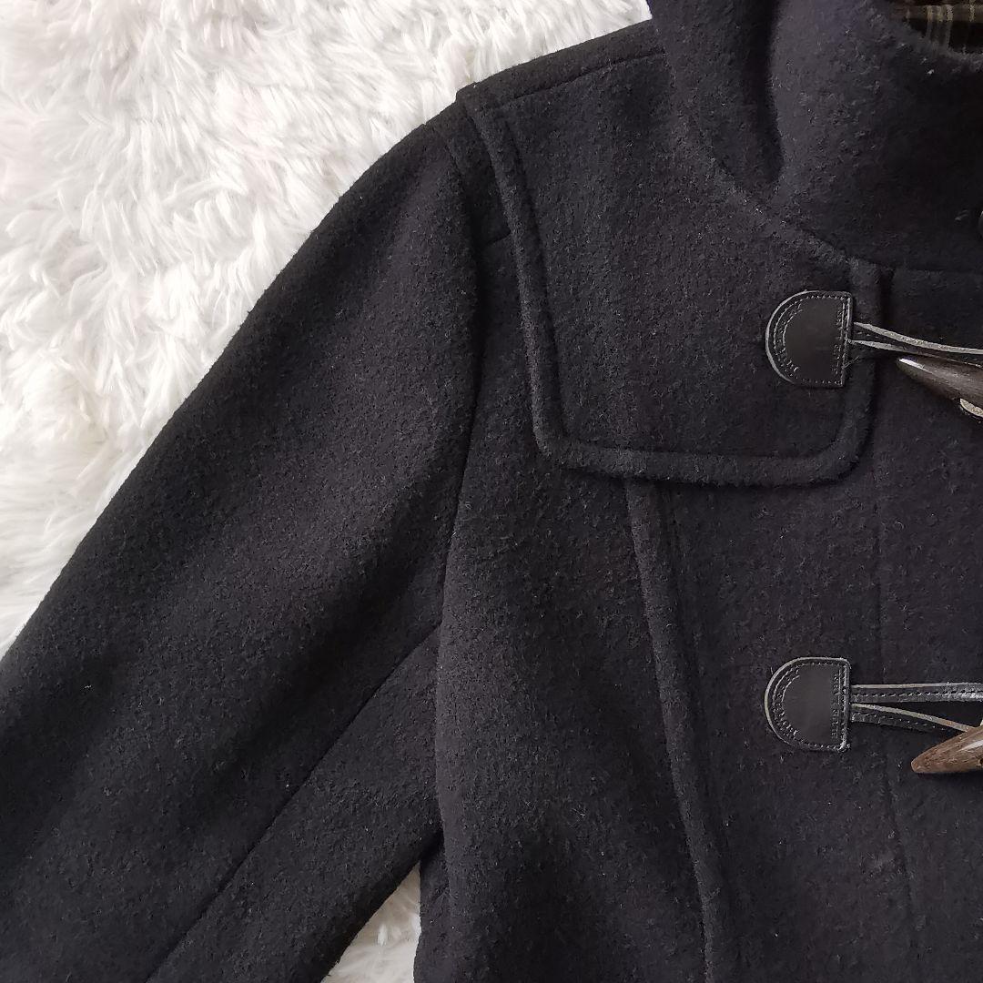 バーバリー ブルーレーベル ダッフルコート ホース 刻印 ロゴ チェック 黒 L