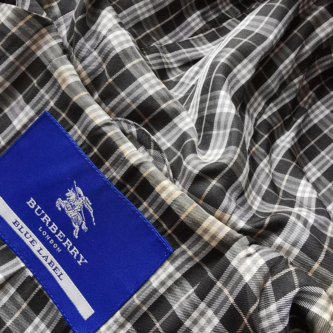 バーバリー ブルーレーベル ダッフルコート ホース 刻印 ロゴ チェック 黒 L