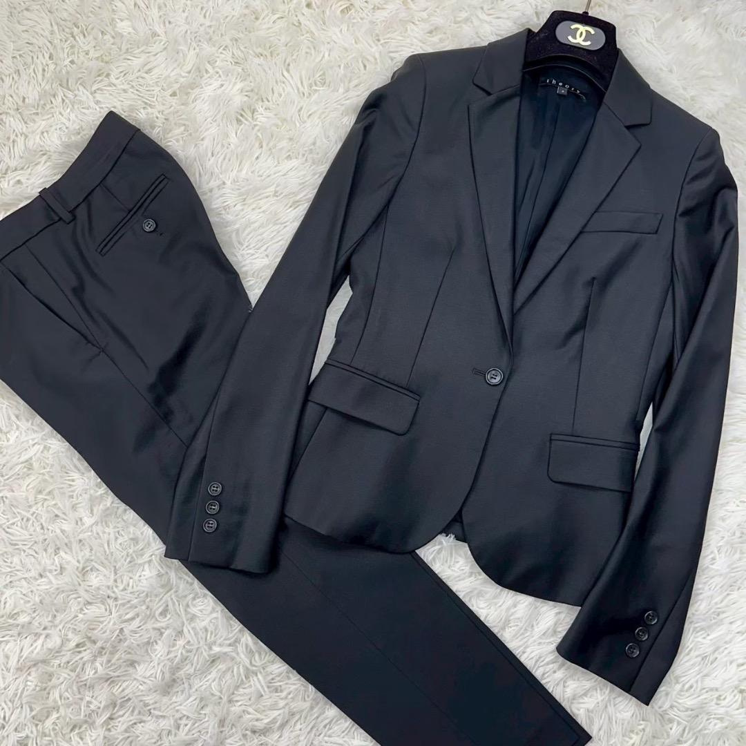 美品✨ セオリー パンツスーツ ブラック ジャケットS パンツXS レディース