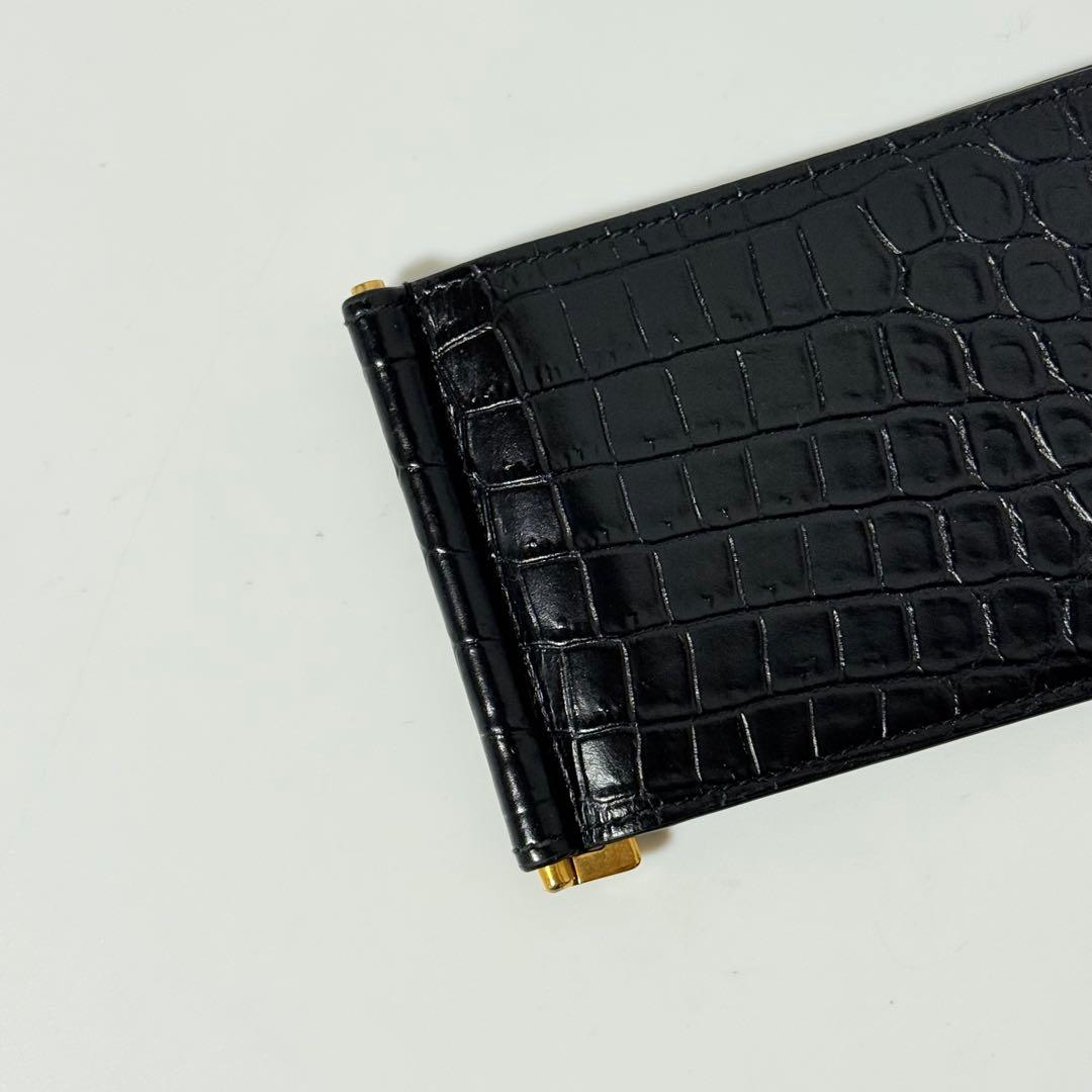 ⭐️未使用級⭐️　サンローラン　YSL　カサンドラロゴ　クロコ型押し　マネークリップ