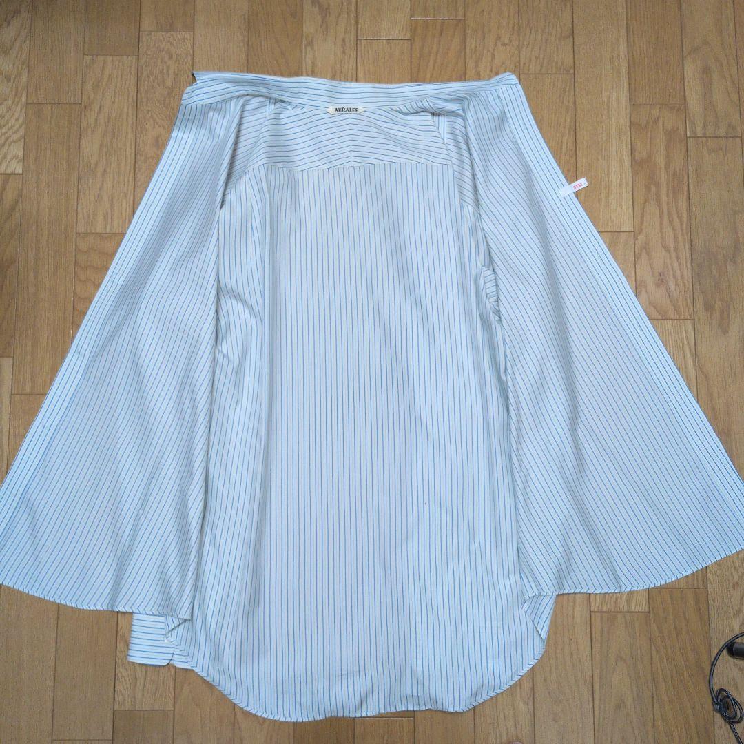 AURALEE　COTTON SILK STRIPE SHIRT コットンシルク