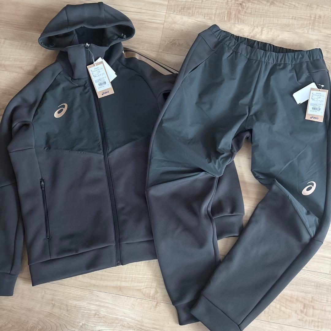 新品　アシックス　メンズ　ハイブリッドジャージジャケットパンツ　カーキ　L