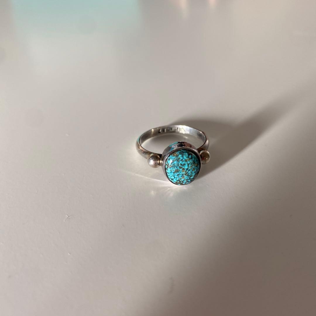 インディアンジュエリーRT作★スターリングシルバー製ターコイズ リング★13号