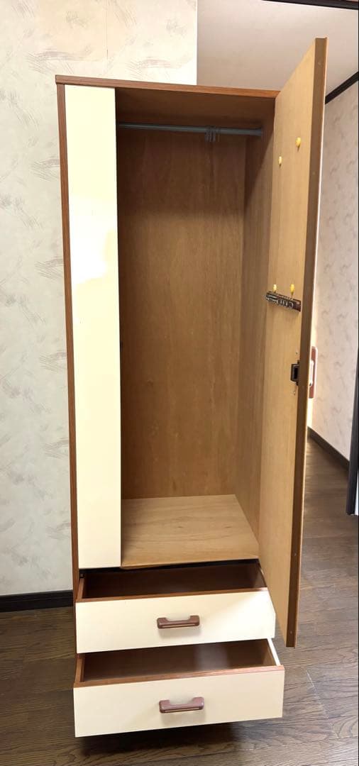 最終お値下げ！木製洋服ダンス　オフホワイト　シンプル　平成レトロ